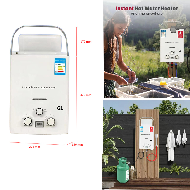 Outdoor Camping Gas Heater - Propane Water Heater 6L Instant Gas