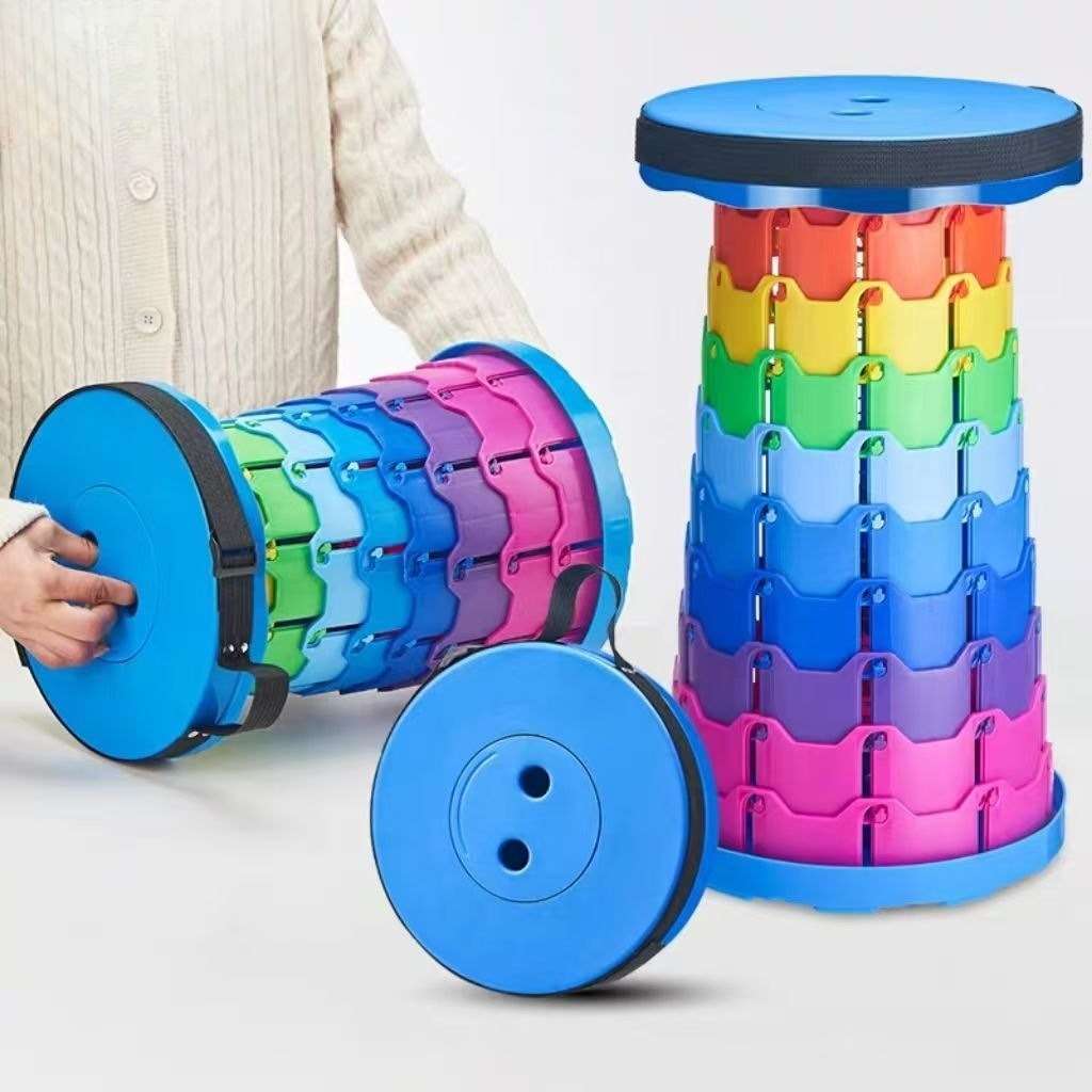 Outdoor Chair Camping - Rainbow Telescopic Camping Stool Portable Thickened