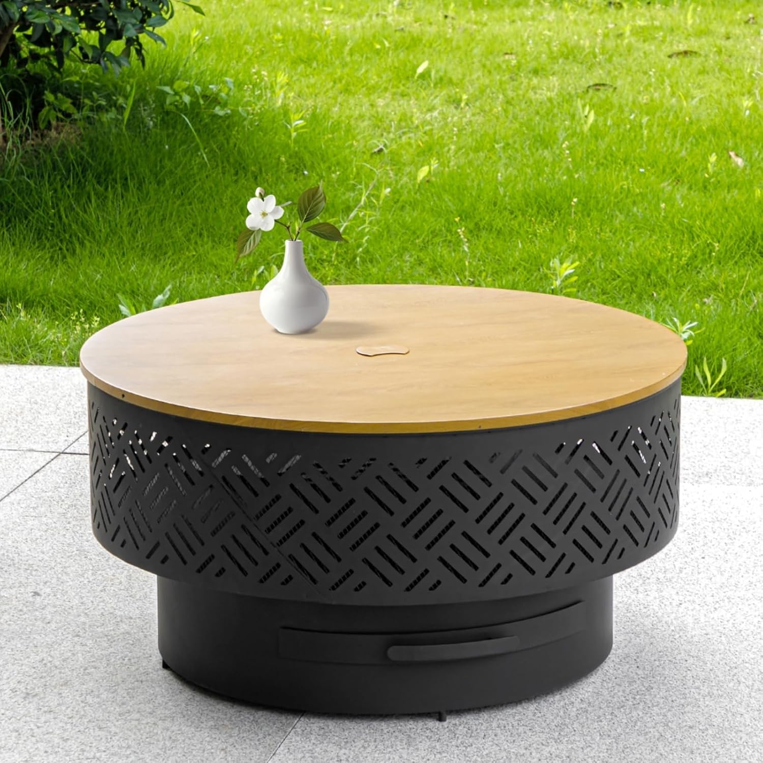 32 Inch Round Metal Wood Burni - đánh giá và giá Outdoor Camping Cooking Table