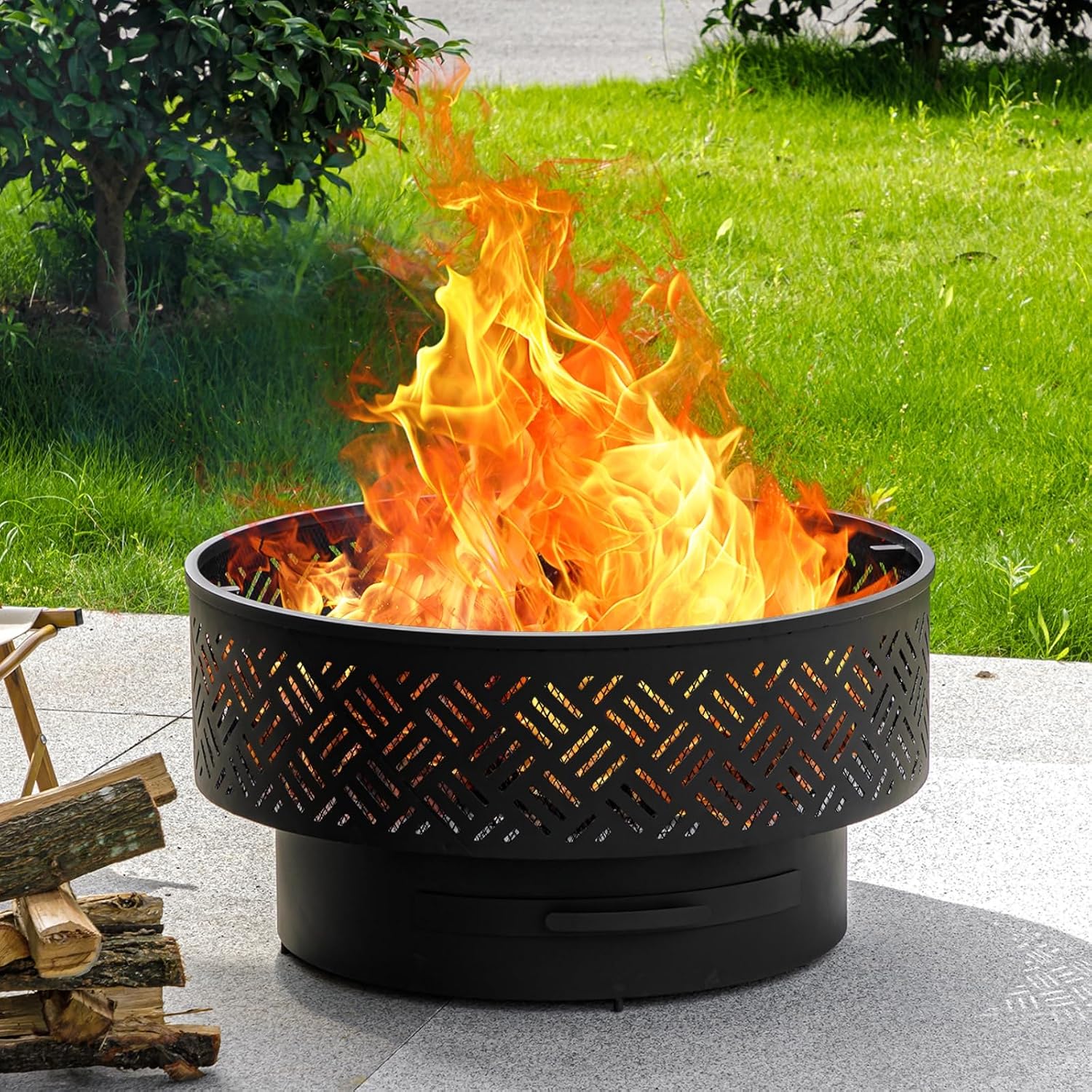 32 Inch Round Metal Wood Burni - đánh giá và giá Outdoor Camping Cooking Table