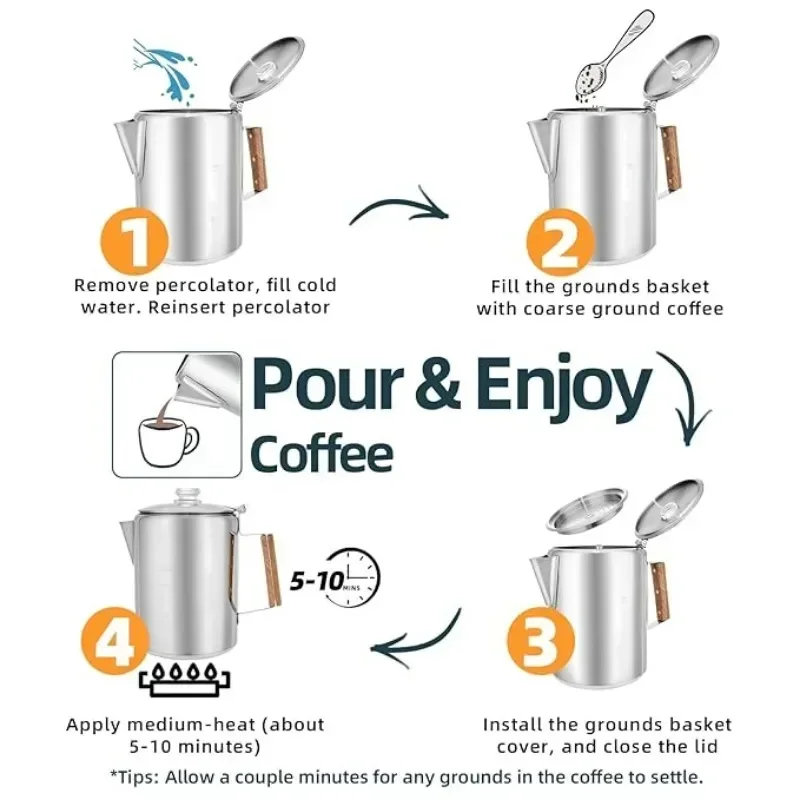 Stainless Steel Coffee Percola - đánh giá và giá Camp Percolator Coffee